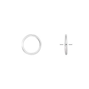 Jump ring, sterling silver, 10mm round square wire, 8.2mm inside diameter, 20 gauge. Sold per pkg of 50.