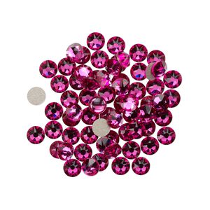 Flat back 144pk fuchsia foil back, Crystal Passions® 3.8-4mm rose round SS16 2088