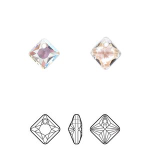 Drop 72pk crystal shimmer, Swarovski® 9mm pendant princess cut 6431