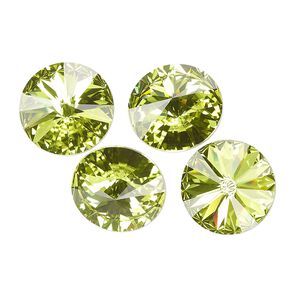 Chaton 144pk citrus green foil back, Swarovski® 14mm rivoli 1122