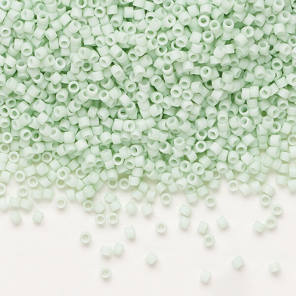 Seed bead, Delica®, glass, pkg/7.5g, #11 round, opaque matte light mint green (DB-1516). image number 0
