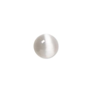 Cabochon, cat's eye glass (fiber optic glass), grey, 12mm calibrated round, quality grade. Sold per pkg of 10.