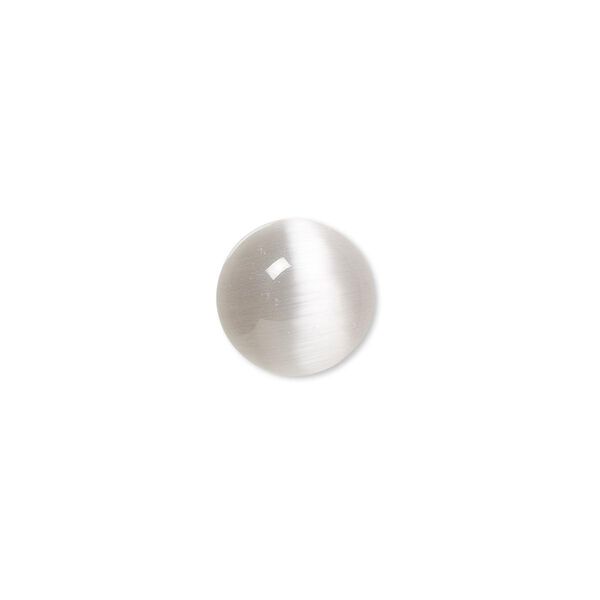 Cabochon, cat's eye glass (fiber optic glass), grey, 12mm calibrated round, quality grade. Sold per pkg of 10. image number 0