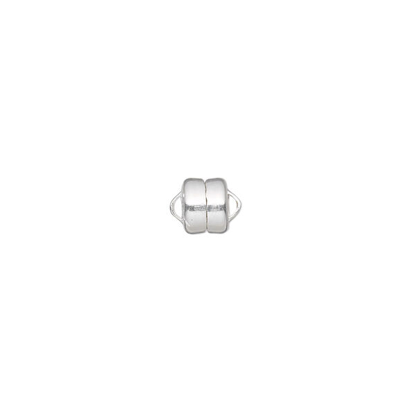 Clasp, magnetic, sterling silver, 6x5mm round, standard strength. Sold per pkg of 12. image number 0