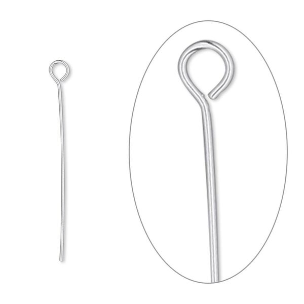 Eye pin, sterling silver-filled, 1-1/8 inches, 24 gauge. Sold per pkg of 100. image number 0