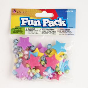 Acrylic 1pkg90, faceted round / flat star bead mix mixed colors mixed sizes