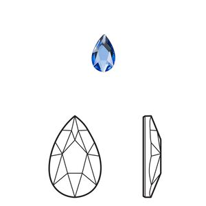 Flat back 24pk sapphire foil back, Crystal Passions® 8x5mm pear 2303