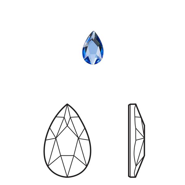 Flat back 24pk sapphire foil back, Crystal Passions® 8x5mm pear 2303 image number 0