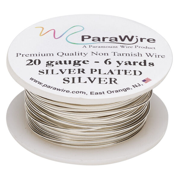 Wire, ParaWire™, silver-plated copper, round, 20 gauge. Sold per 6-yard spool. image number 0