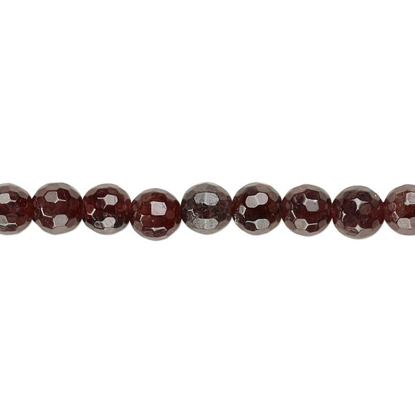 Bead, garnet (natural), 5-6mm faceted round, C+ grade, Mohs hardness 7 to 7-1/2. Sold per 8-inch strand. image number 0