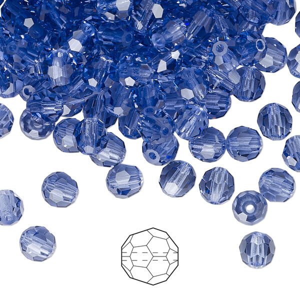 Bead 576pk tanzanite, Preciosa Czech crystal 5mm round image number 0