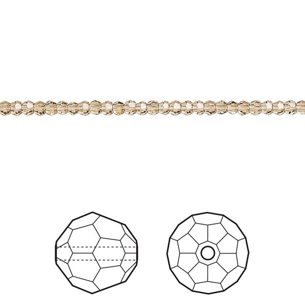 Bead 1440pk light Colorado topaz, Swarovski® 2mm round 5000 image number 0
