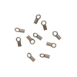 Crimp end 1pkg10 gold-plated, 3.5x2mm tube / loop / 1.5mm inside diameter, brass / antiqued