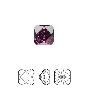 Fancy stone 2pk amethyst foil back, Crystal Passions® 10mm prismatic square 4499
