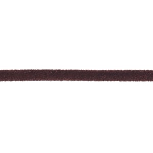 Cord, velveteen and rubber, brown, 3mm round with 1-1.5mm hole. Sold per pkg of 5 feet.