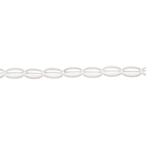 Pearl 1pk white, Celestial Crystal® 6x3.5mm rice 15.5-16 inch image number 0