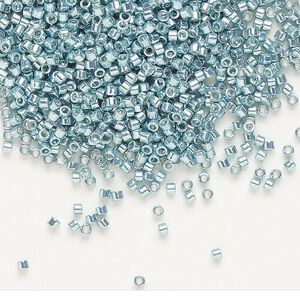 Seed bead, Delica®, glass, pkg/50g, #11 round, opaque galvanized turquoise blue (DB-0415).