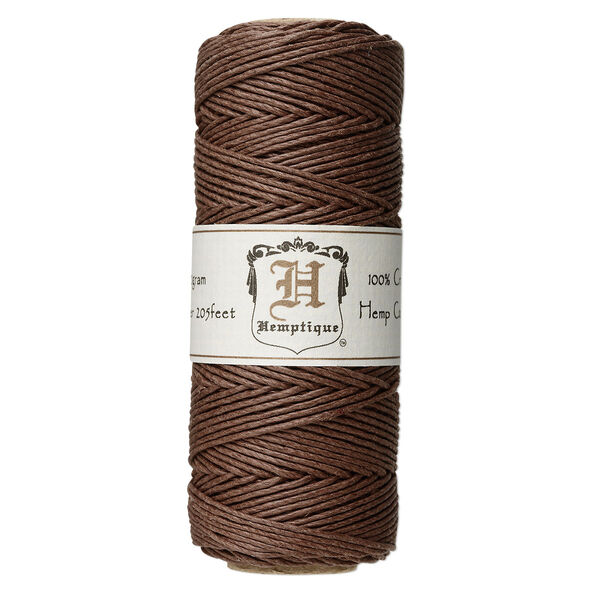 Cord, Hemptique®, polished hemp, dark brown, 1mm diameter, 20-pound test. Sold per 205-foot spool. image number 0
