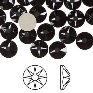 Flat back 12pk jet foil back, Crystal Passions® 8.412-8.672mm rose round SS40 2088