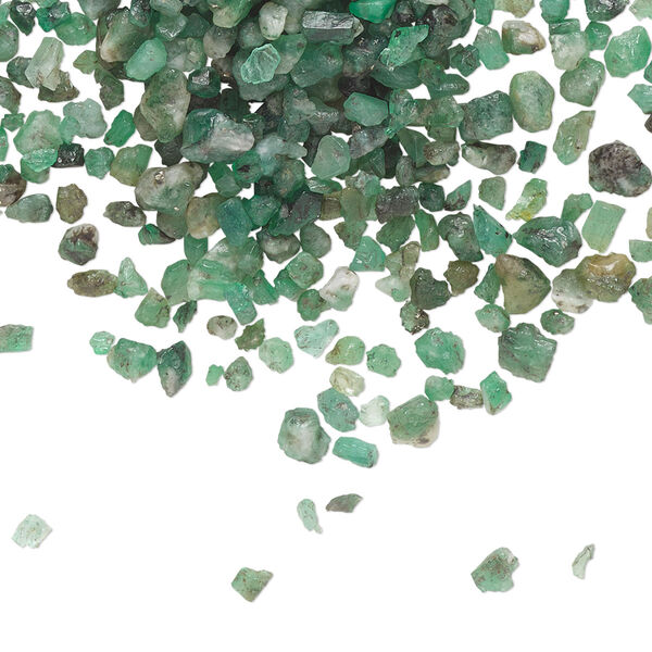 Inlay chip, emerald (oiled), mini undrilled chip, Mohs hardness 7-1/2 to 8. Sold per 10-gram pkg. image number 0