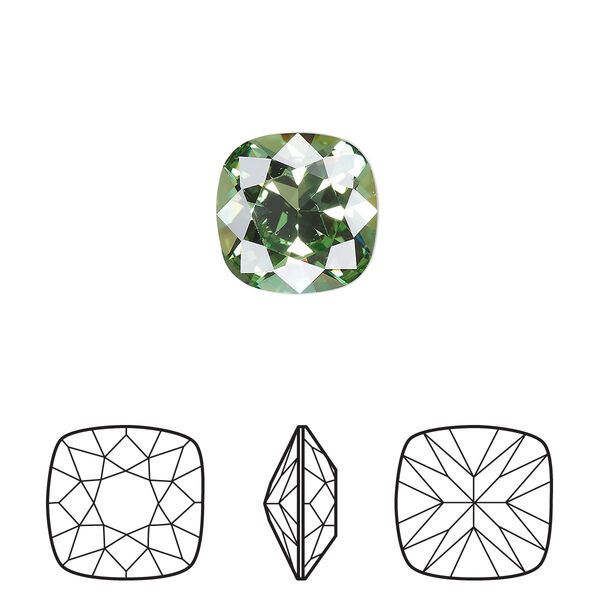 Fancy stone 72pk peridot foil back, Swarovski® ReCreated™ 12mm cushion 4470 image number 0