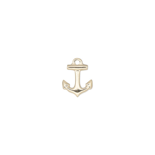Charm, 14Kt gold-filled, 9.5x9mm single-sided anchor. Sold per pkg of 2. image number 0