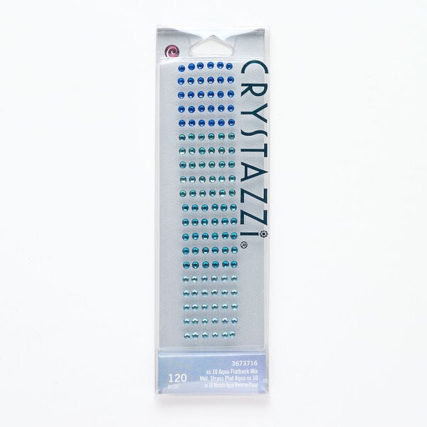 Flat back mix 1pkg120, glass, multi-blue foil back, 2.70-2.90mm round, SS10. image number 0