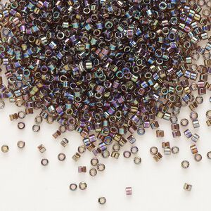 Seed bead, Delica®, glass, pkg/7.5g, #11 round, translucent rainbow root beer (DB-0180).
