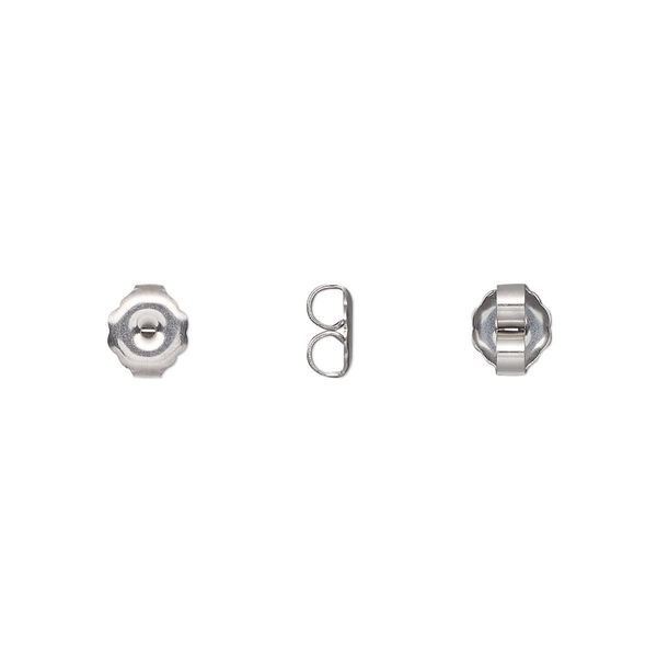 Earnut 1pkg40, 6x5mm scalloped round, stainless steel 20 pair image number 0