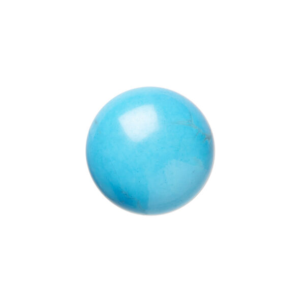 Cabochon, howlite (dyed), turquoise blue, 16mm calibrated round, B grade, Mohs hardness 3 to 3-1/2. Sold per pkg of 4. image number 0