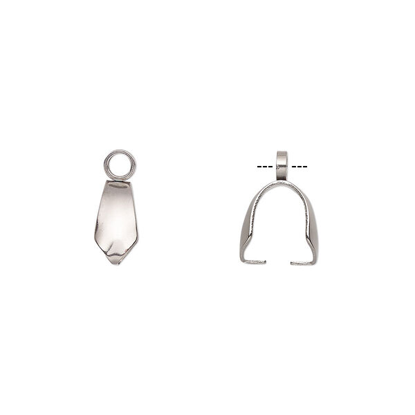 Bail, ice-pick, stainless steel, 9x5mm, 8mm grip length. Sold per pkg of 10. image number 0
