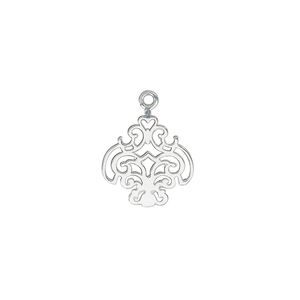 Drop, sterling silver, 15x13.5mm single-sided fancy design. Sold individually.