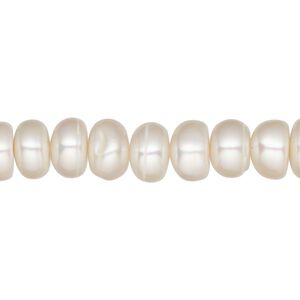 Pearl, White Lotus™, cultured freshwater (bleached), white, 9-10mm button, C grade, Mohs hardness 2-1/2 to 4. Sold per 15-1/2" to 16" strand.