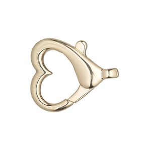 Clasp lobster claw 1pkg2 "pewter" (zinc alloy), 22mm open heart, gold-finished 1-strand