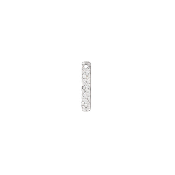 Drop, sterling silver, 13x2mm double-sided textured bar. Sold per pkg of 6. image number 0