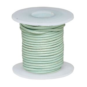 Cord, leather (dyed), sky blue, 1-1.2mm round. Sold per 5-yard spool.