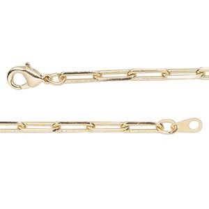 Chain 1pkg1 paperclip, 3.3mm / lobster claw clasp, gold-finished brass 18 inch