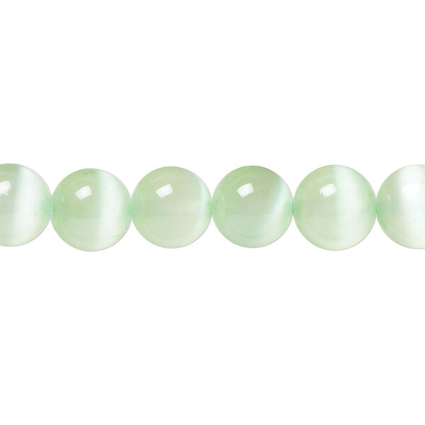 Bead, selenite (dyed / coated), pkg/16 inches, 8mm round, B+ grade, green. image number 0