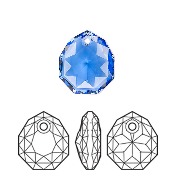 Drop 1pk sapphire, Crystal Passions® 16x13.5mm pendant majestic 6436 image number 0