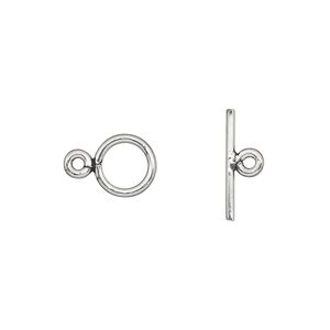 Clasp toggle 1pkg1 sterling silver, 8.5mm round, antiqued 1-strand