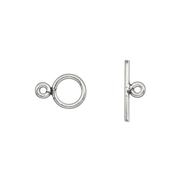 Clasp, toggle, antiqued sterling silver, 8.5mm round. Sold individually. image number 0