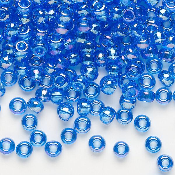 Seed bead, Miyuki, glass, pkg/250g, #6 rocaille, translucent rainbow light blue (RR-261). image number 0