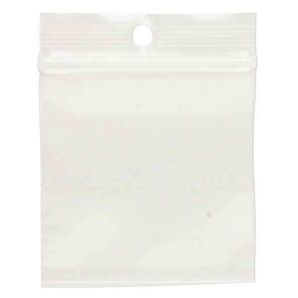 Bag, Tite-Lip™, plastic, clear, 2x2-inch top zip with top hole. Sold per pkg of 100. image number 1