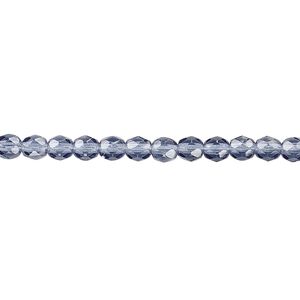 Bead, Czech fire-polished glass, Montana blue, 4mm faceted round. Sold per 15-1/2" to 16" strand, approximately 100 beads.