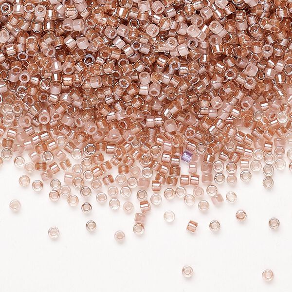 Seed bead mix, Miyuki Delica®, glass, pkg/7.5g, #11 round, translucent inside dyed color luster beige/peony pink mix. image number 0
