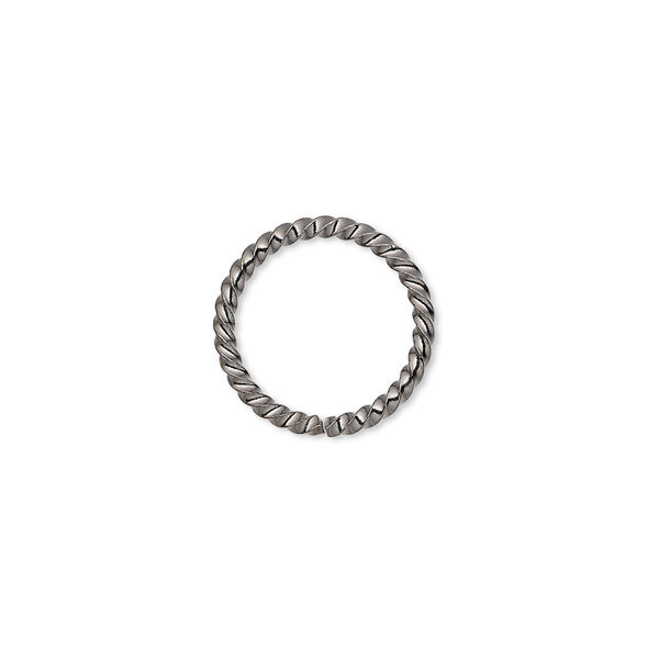 Jump ring, gunmetal-plated brass, 15mm twisted round, 12.6mm inside diameter, 16 gauge. Sold per pkg of 100. image number 0