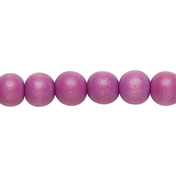 Bead 1pkg1, Taiwanese cheesewood (dyed / waxed), lavender, 7-8mm round, 15-1/2 to 16 inches. image number 0