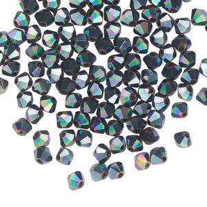 Bead 144pk crystal peacock shadow, Celestial Crystal® 4mm bicone