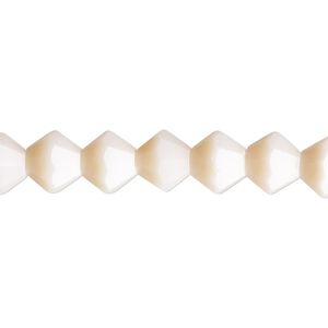 Bead, glass, opaque pink coral, 8mm bicone with 0.6-0.8mm hole. Sold per 15-1/2" to 16" strand.