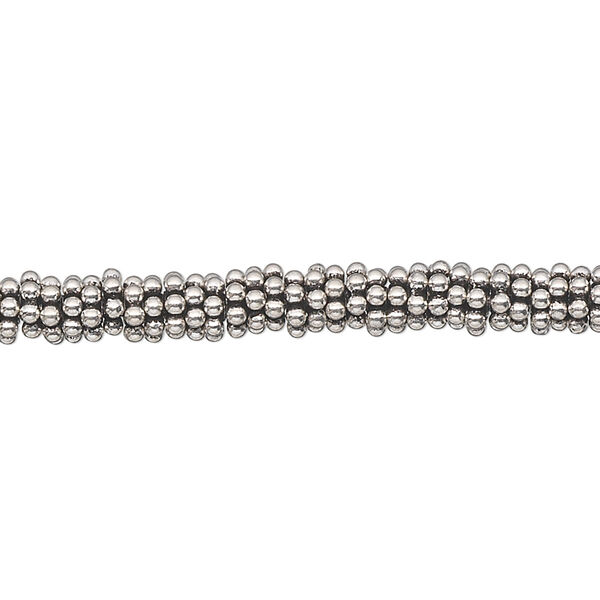 Bead, antiqued sterling silver, 5x1mm beaded rondelle. Sold per 1-troy ounce pkg, approximately 160-180 beads. image number 0
